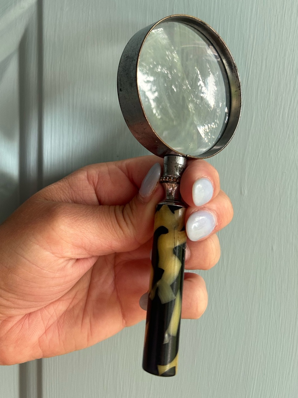 Vintage Antique 1930s Testrite Magnifying Glass Marbled Catalin Handle 6” Office